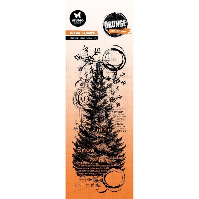 Tampon clear, Studio Light, Winter pine tree - dimension : 7.5x20cm environ, grunge collection