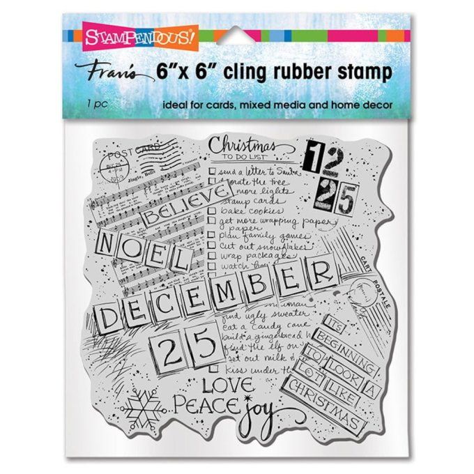 1 Tampon de fond caoutchouc (tampon cling) - Stampendous, Christmas list