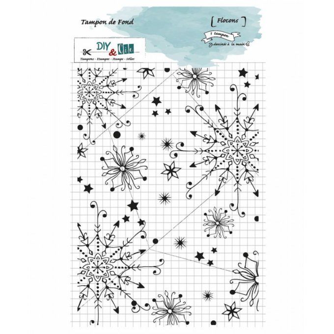 DIY & Cie - tampon de fond, flocons - dimensions approximatives : 10.2x14.5cm