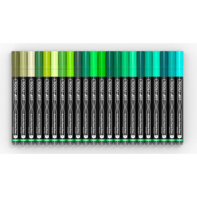 Tooli art - 22 marqueurs peinture acrylique - assortiment de verts