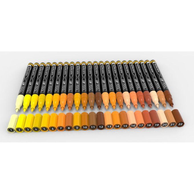 Tooli art - 22 marqueurs peinture acrylique - assortiment de jaunes