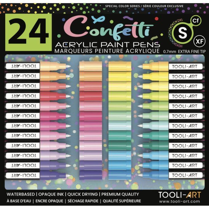 Tooli art - 24 marqueurs peinture acrylique - Set confetti