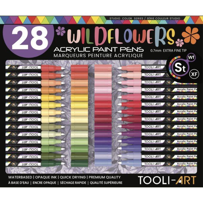 Tooli art - 28 marqueurs peinture acrylique - Set Wildflowers