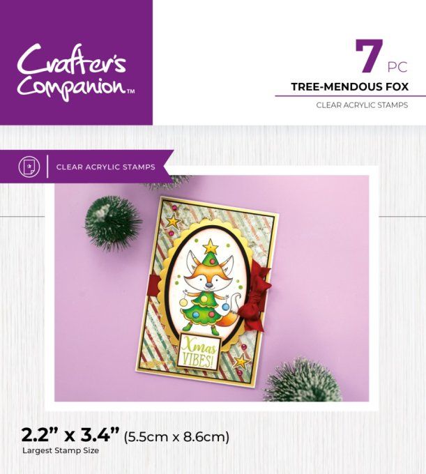 Planche de 7 tampons clears, Crafter's companion, Tree mendous Fox