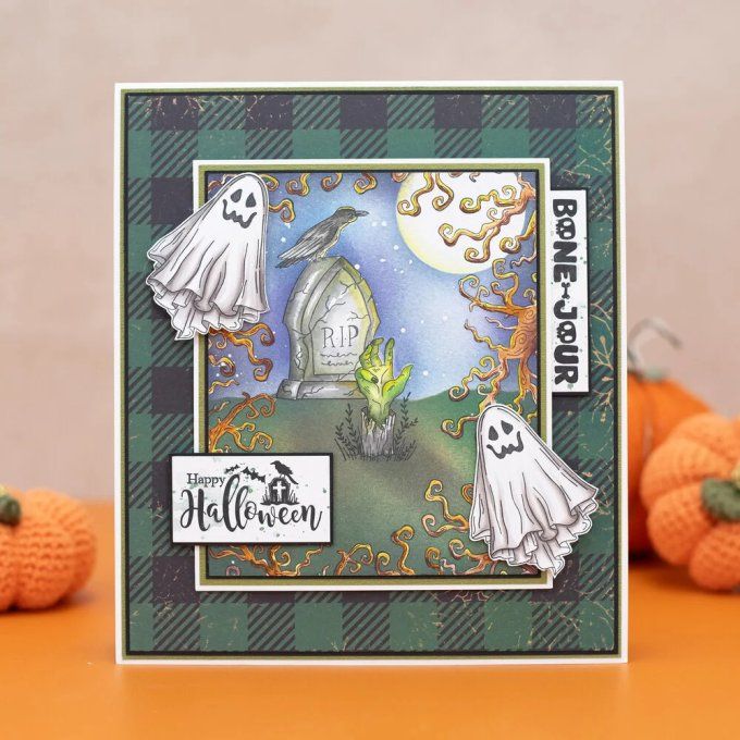 Planche de 9 tampons clears, Crafter's companion, Vintage halloween