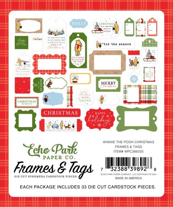 33 Die-Cuts, Echo park, Winnie the pooh - Frames & Tags