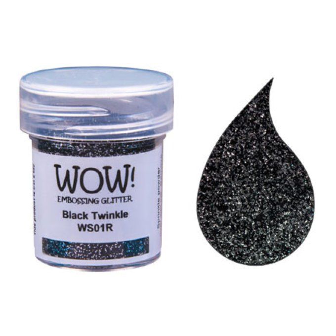 Poudre à embosser, WOW - Powder glitters, black twinkle - 15ml environ