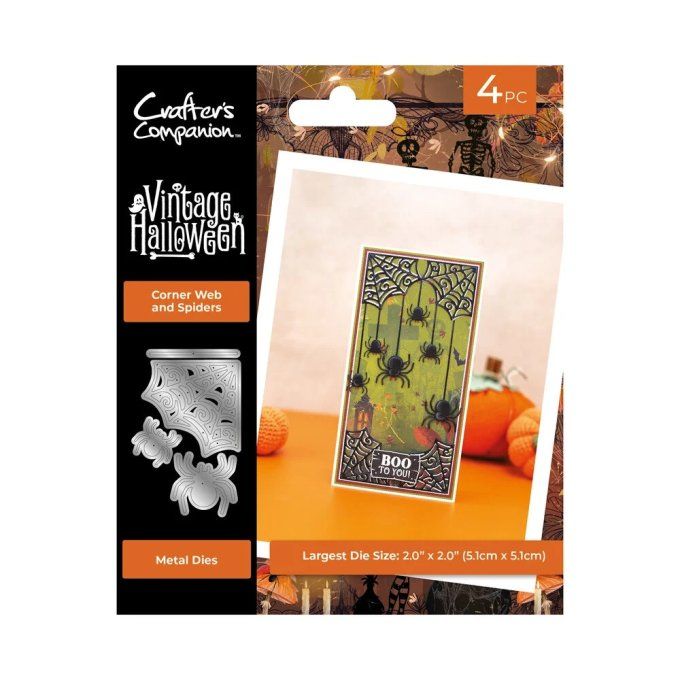 4 Dies/matrices de découpe, AALL - Crafter's companion, Vintage Halloween, Corner web and spiders